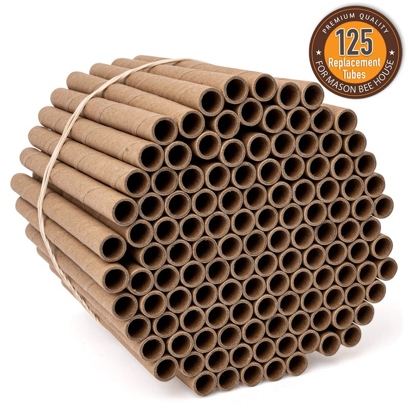 Rivajam 125 Mason Bee House Cardboard Nest Tubes Refill Pack | Solitary Bee Hive & Supplies | Starter Kit & Habitat Garden Gift | Hotels Tubes & Nest Box Inserts Liners - Image 2